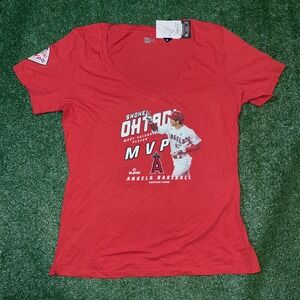 New Era Shoei Ohtani Los Angeles Angels MVP Women's V-neck XL Red‎ T-shirt NWT